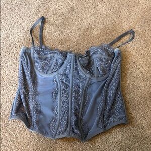 Elegant Lace Corset Top in blue